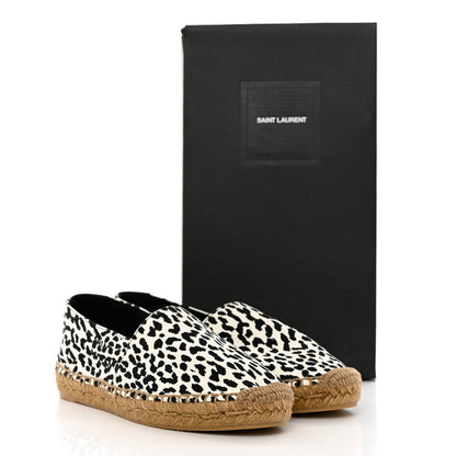 Saint Laurent Canvas Leopard Print Espadrilles 37.5 Latte Black 9 of 9