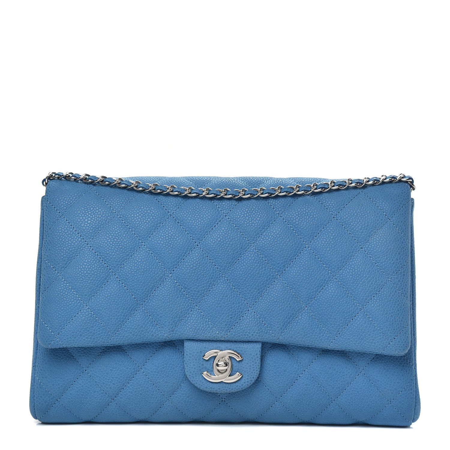 Chanel Iridescent Caviar Quilted Clutch With Chain Flap Blue 1 of 11