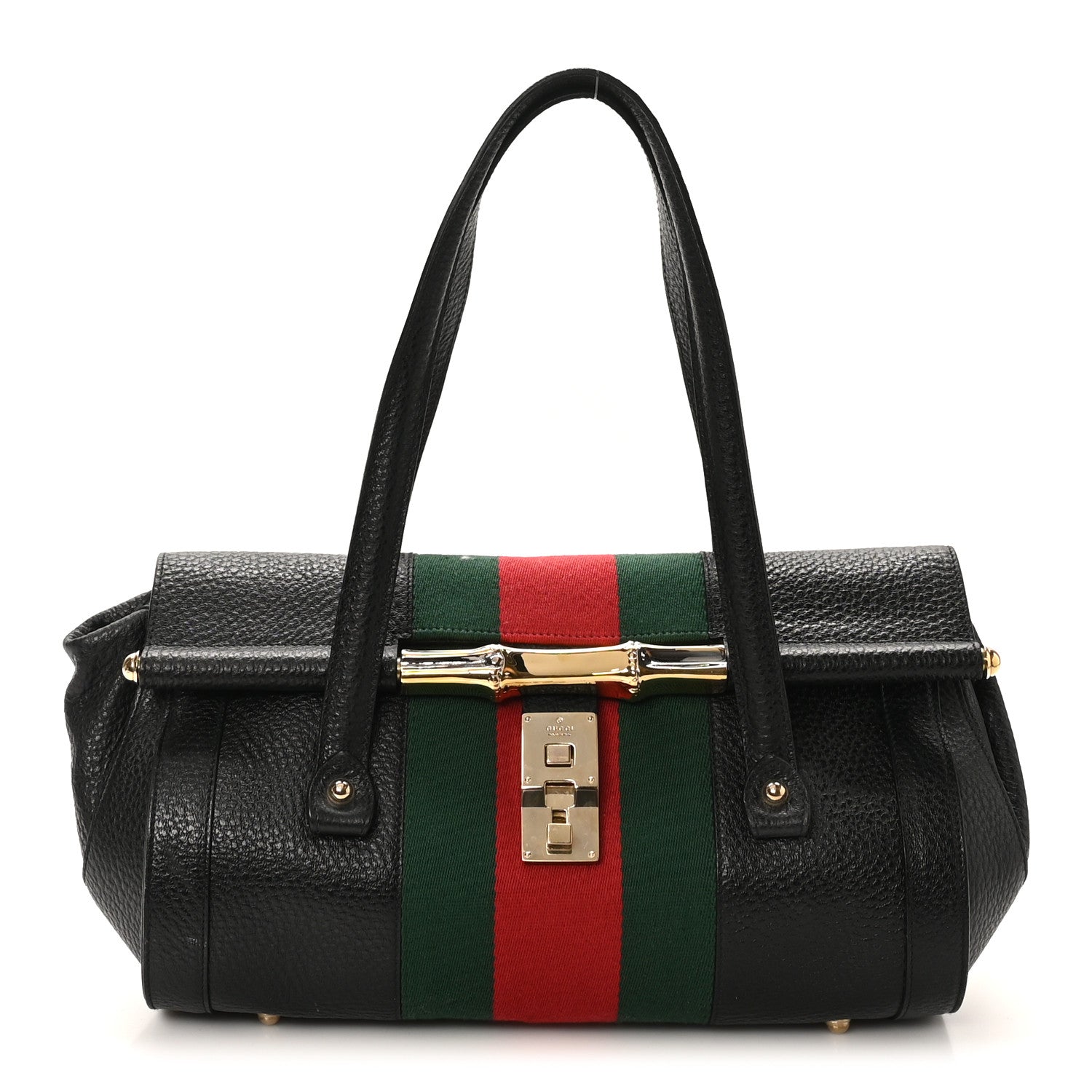 Gucci Calfskin Web Bamboo Bullet Satchel 1 of 10