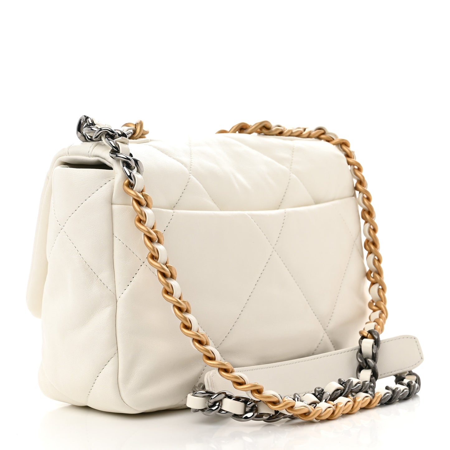 Lambskin Quilted Medium Chanel 19 Flap White