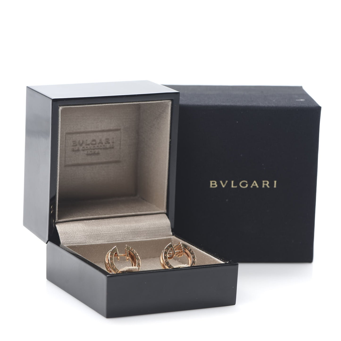 18K Rose Gold Diamond Small B.Zero1 Hoop Earrings