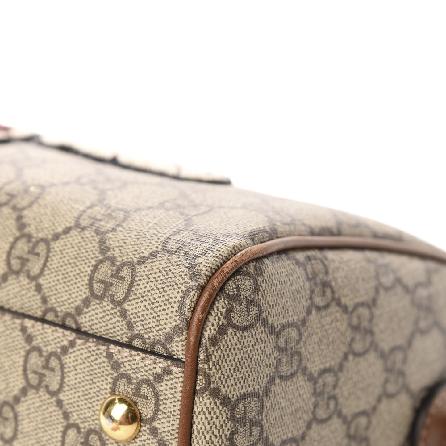 GG Supreme Monogram Bee Embroidered Small Boston Beige Tuscany