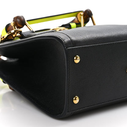 Gucci Wonka Grain Calfskin Mini Diana Tote Bag Black Yellow Fluo 9 of 12