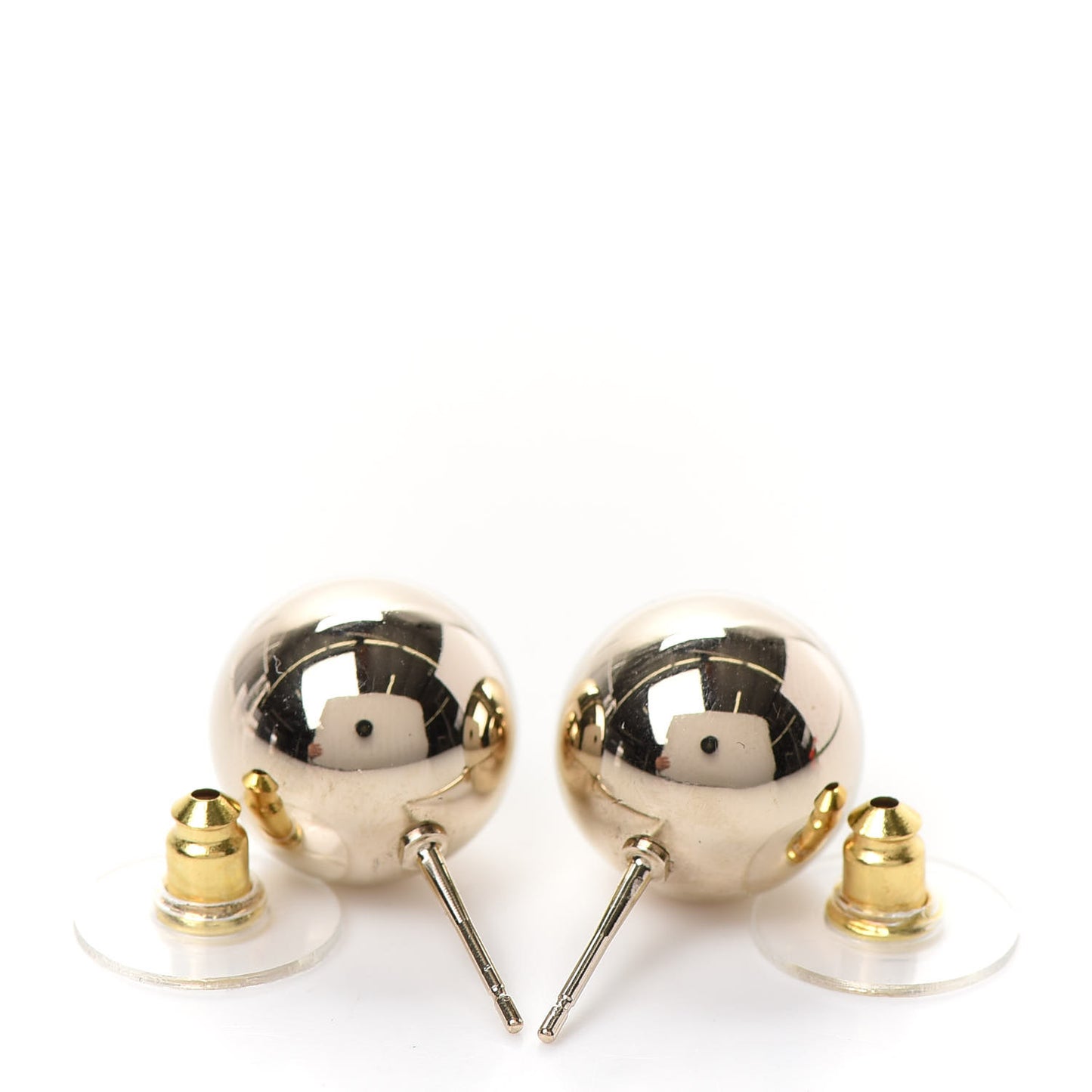 Metal Bead CC Stud Earrings Gold