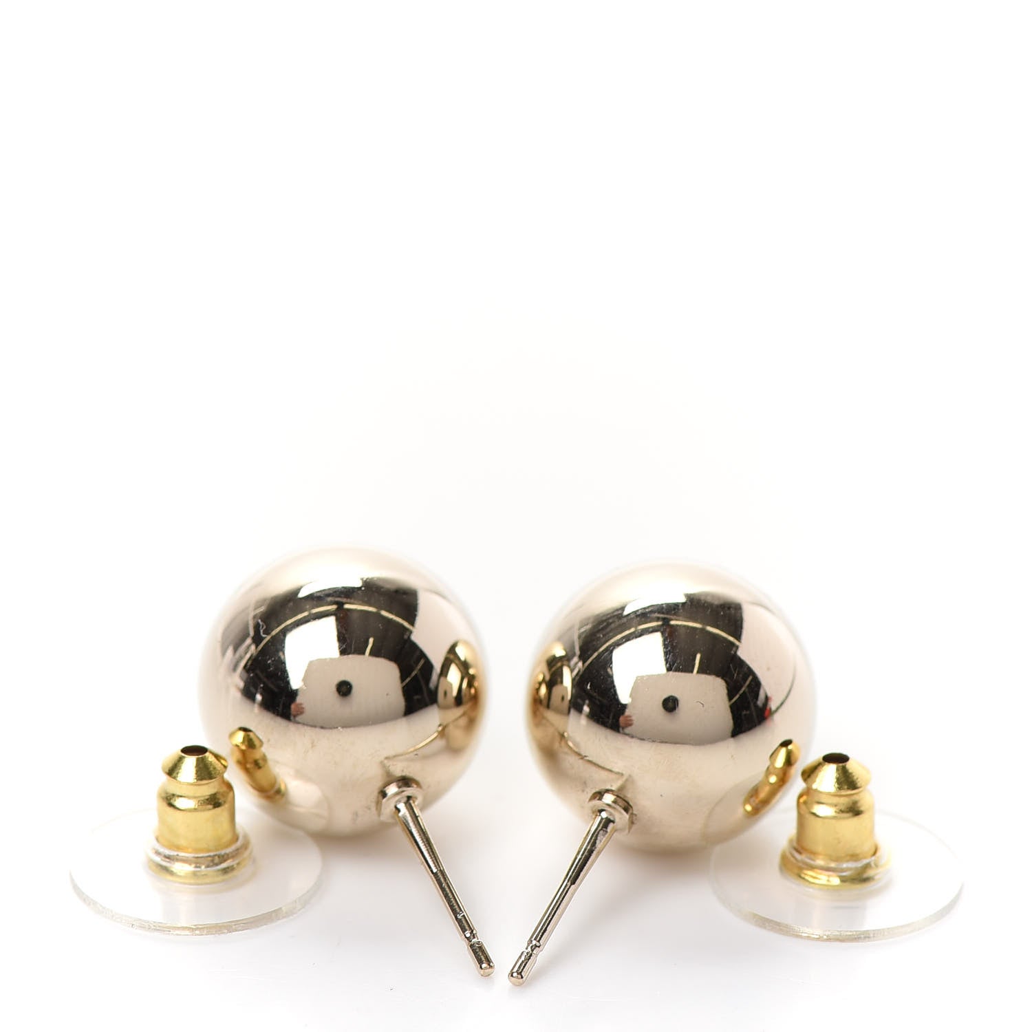 Chanel Metal Bead CC Stud Earrings Gold 3 of 5