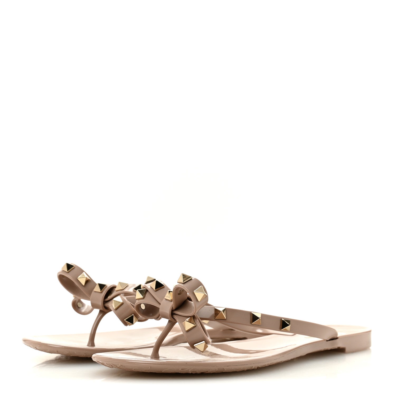 Valentino Garavani PVC Jelly Rockstud Bow Thong Sandals 40 Poudre 4 of 10