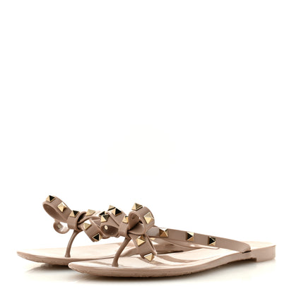 Valentino Garavani PVC Jelly Rockstud Bow Thong Sandals 40 Poudre 4 of 10