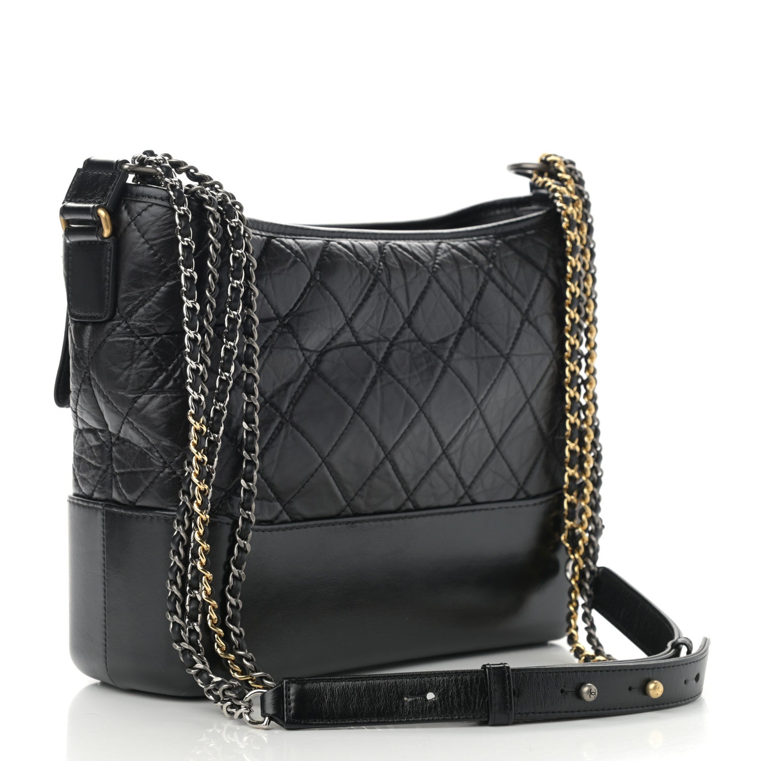 Chanel Aged Calfskin Quilted Medium Gabrielle Hobo Black 3 of 10