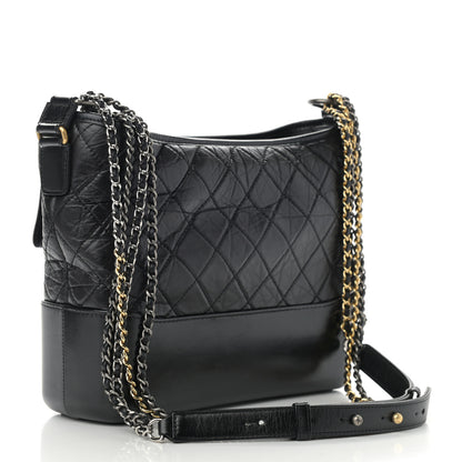 Chanel Aged Calfskin Quilted Medium Gabrielle Hobo Black 3 of 10