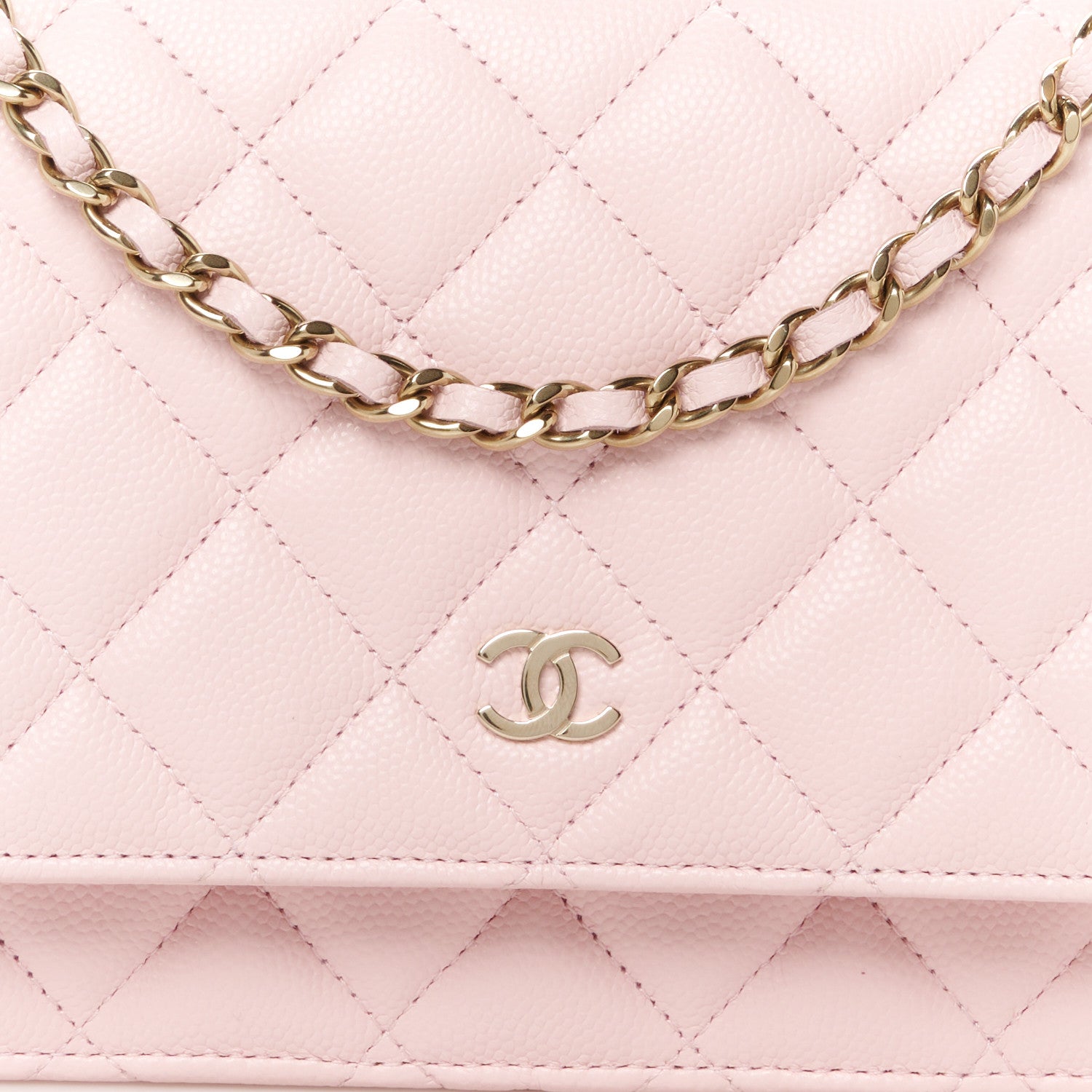 Chanel Caviar Quilted Wallet on Chain WOC Light Pink 9 of 12