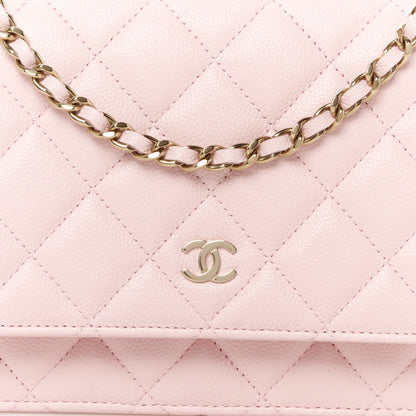 Chanel Caviar Quilted Wallet on Chain WOC Light Pink 9 of 12