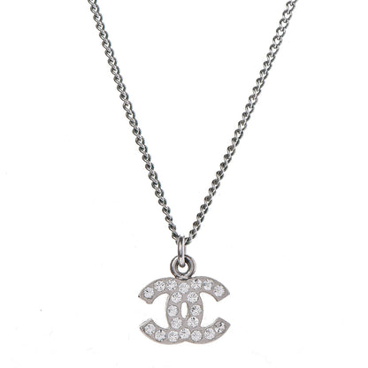 Chanel Crystal Timeless CC Necklace Silver 4 of 6