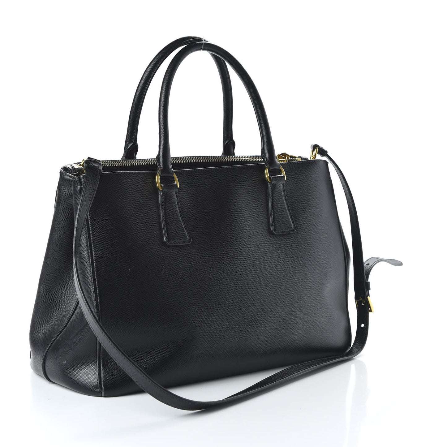 Saffiano Medium Galleria Double Zip Tote Black