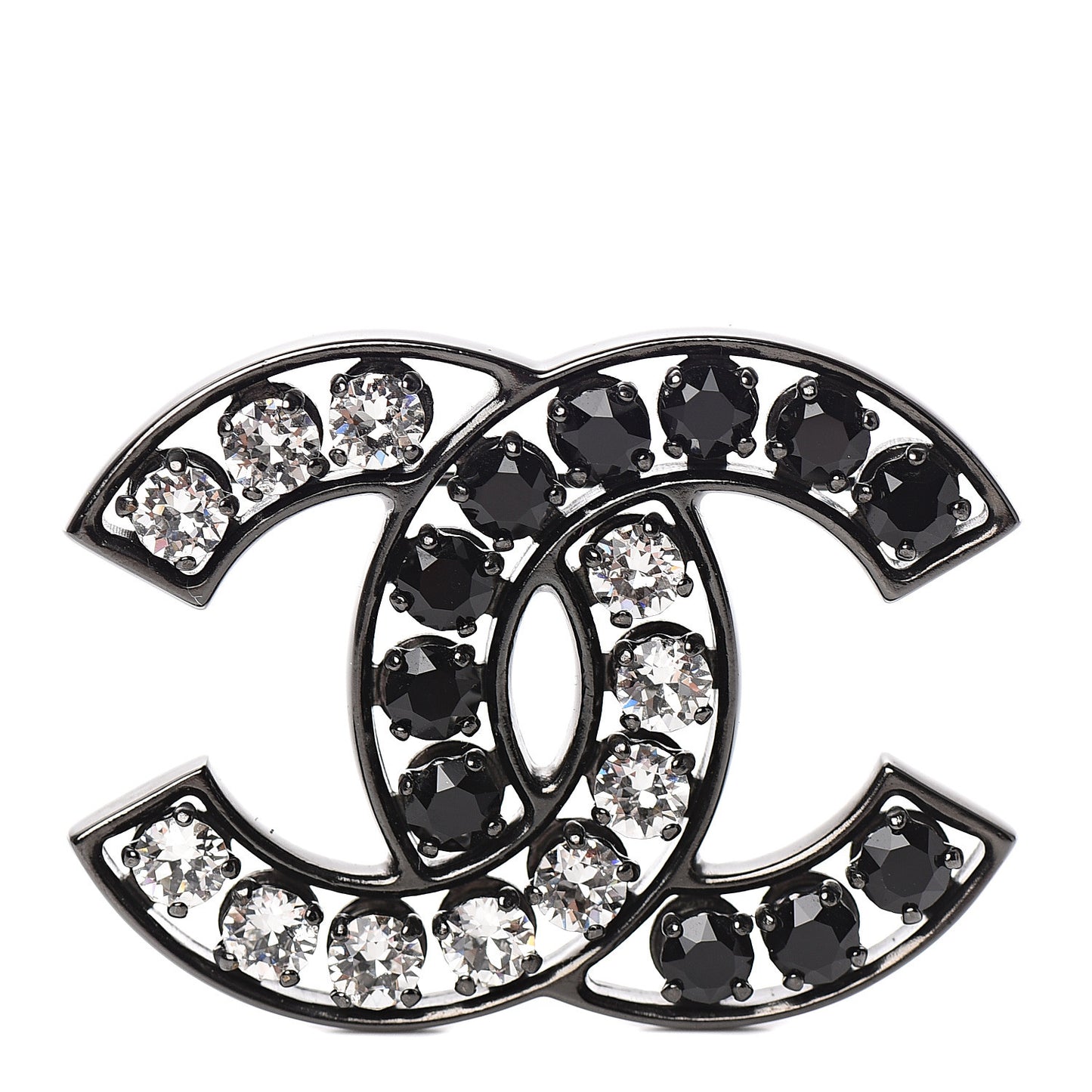 Crystal CC Brooch Black