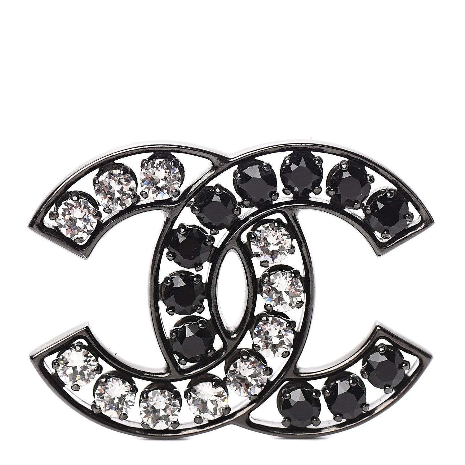 Chanel Crystal CC Brooch Black 1 of 5