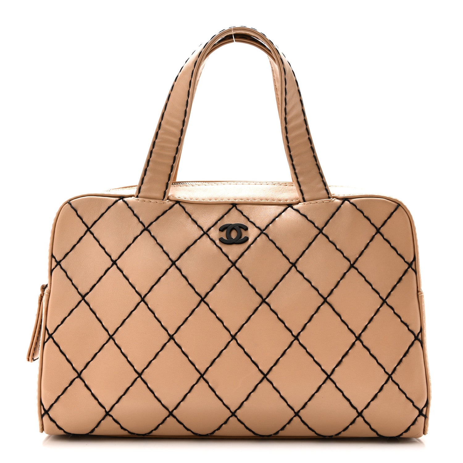 Chanel Calfskin Wild Stitch Top Handle Bag Beige 1 of 10