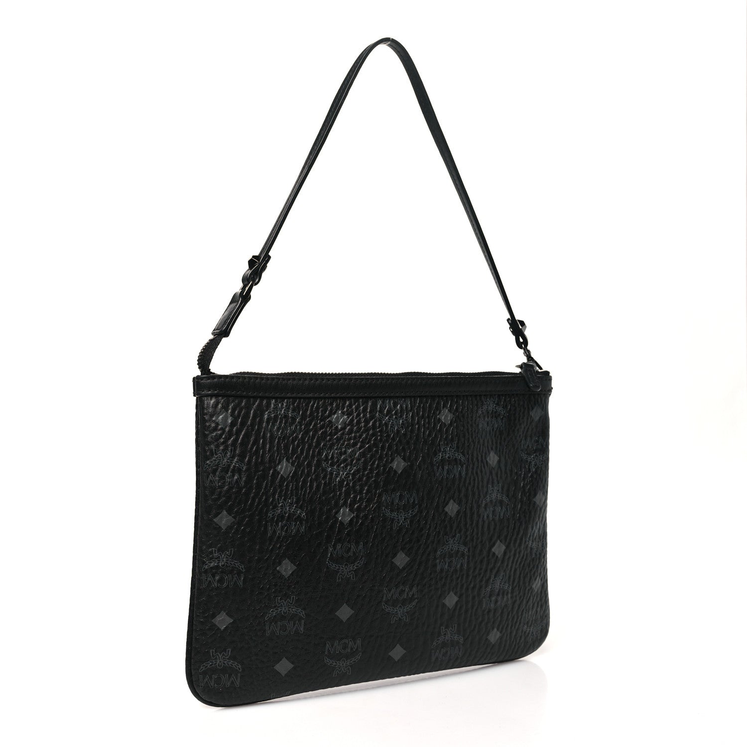 MCM Visetos Liz Shopper Tote Pouch Black 3 of 12