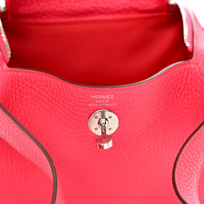 Hermes Taurillon Clemence Mini Lindy 20 Framboise 6 of 10