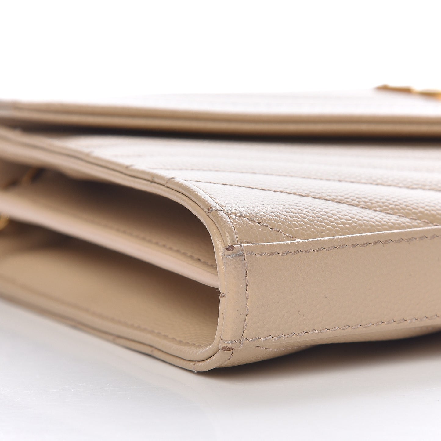 Grain De Poudre Matelasse Chevron Monogram Chain Wallet Nude Powder