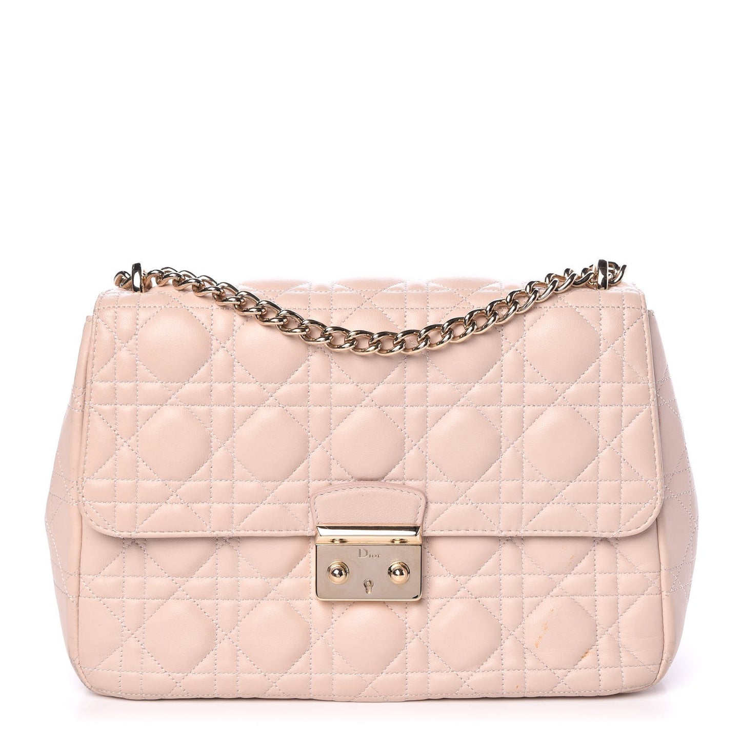 Lambskin Cannage Large Miss Dior Flap Rose Poudre