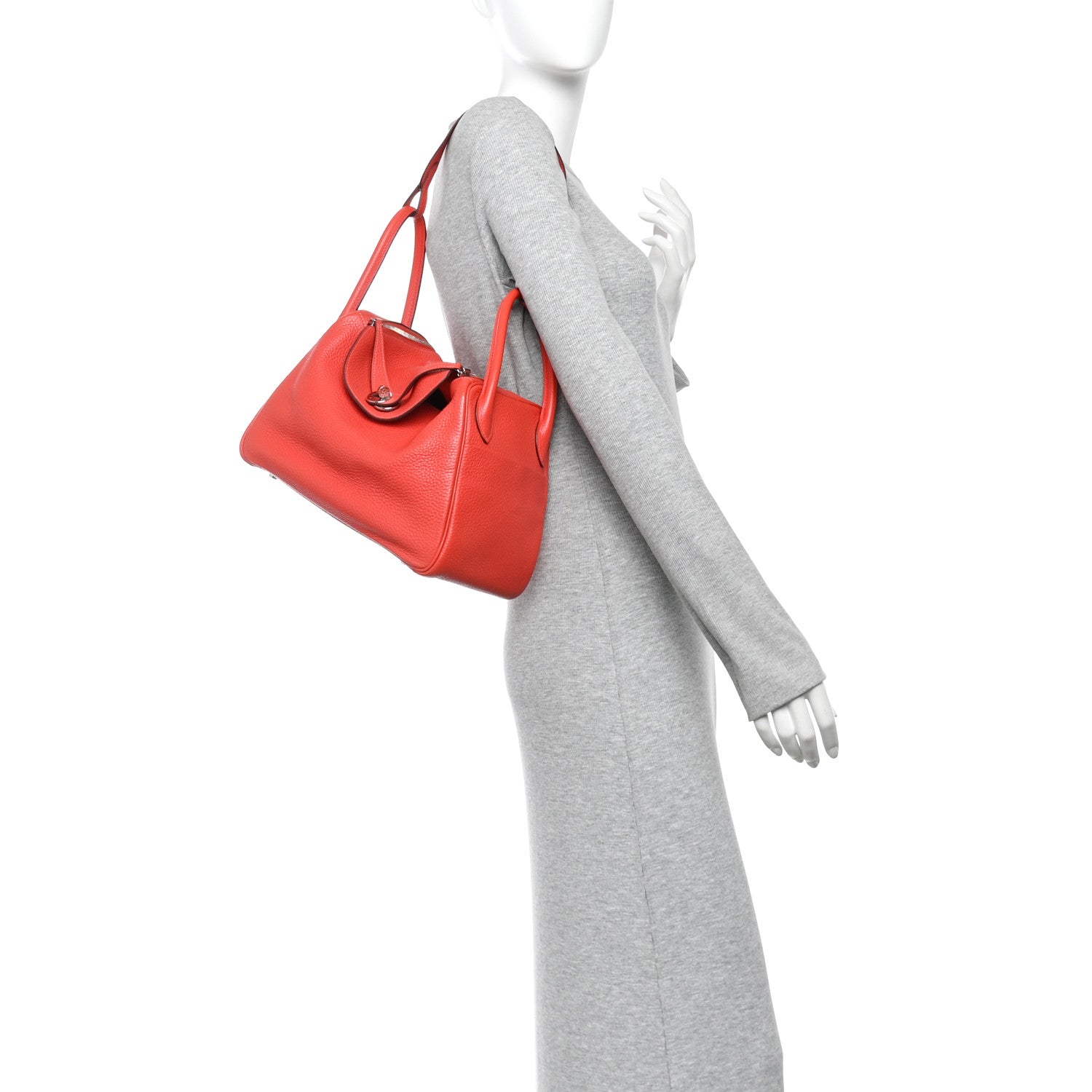 Hermes Taurillon Clemence Lindy 30 Rouge Pivoine 2 of 10