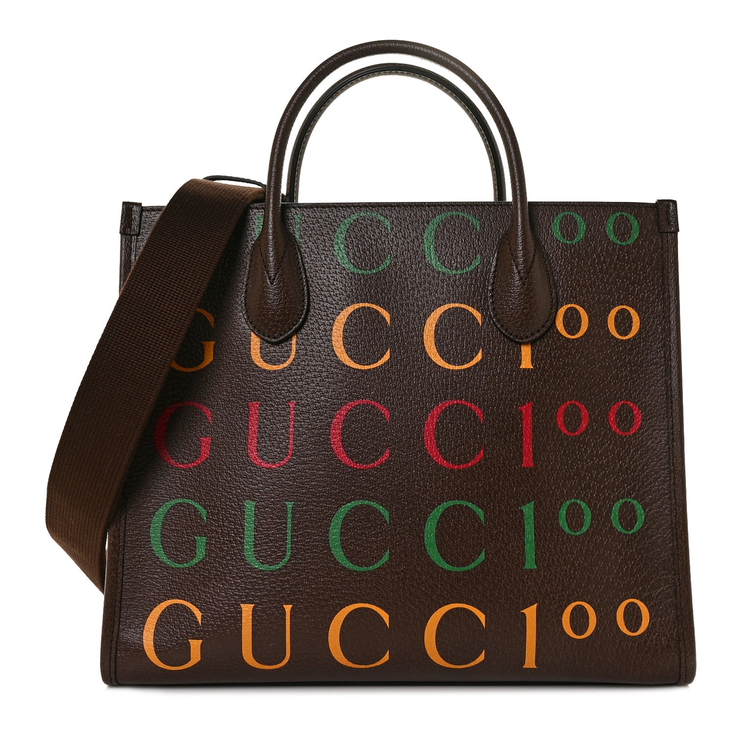 Textured Dollar Calfskin Gucci 100 Small Tote Bag New Acero Multicolor