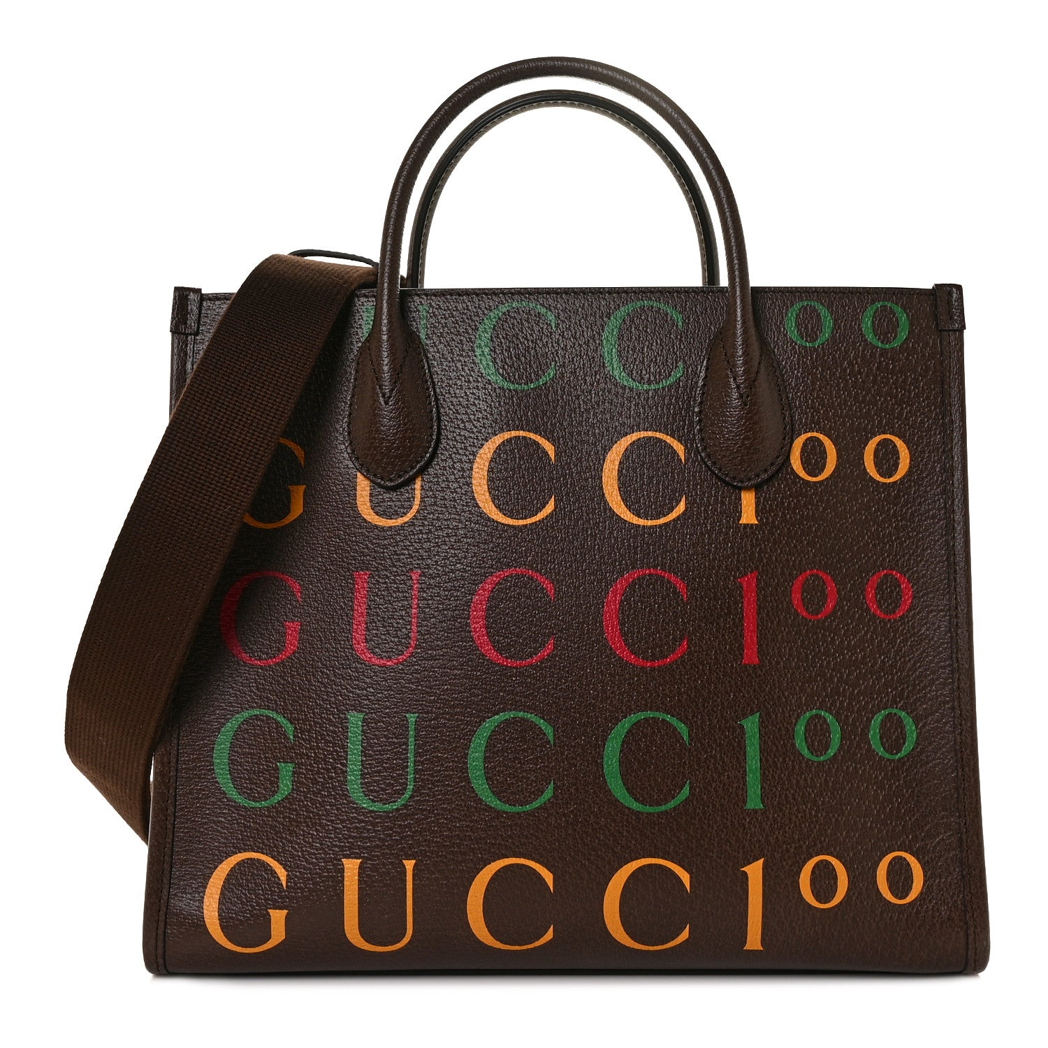 Gucci Textured Dollar Calfskin Gucci 100 Small Tote Bag New Acero Multicolor 1 of 7