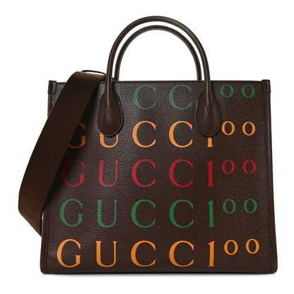 Gucci Textured Dollar Calfskin Gucci 100 Small Tote Bag New Acero Multicolor 1 of 7