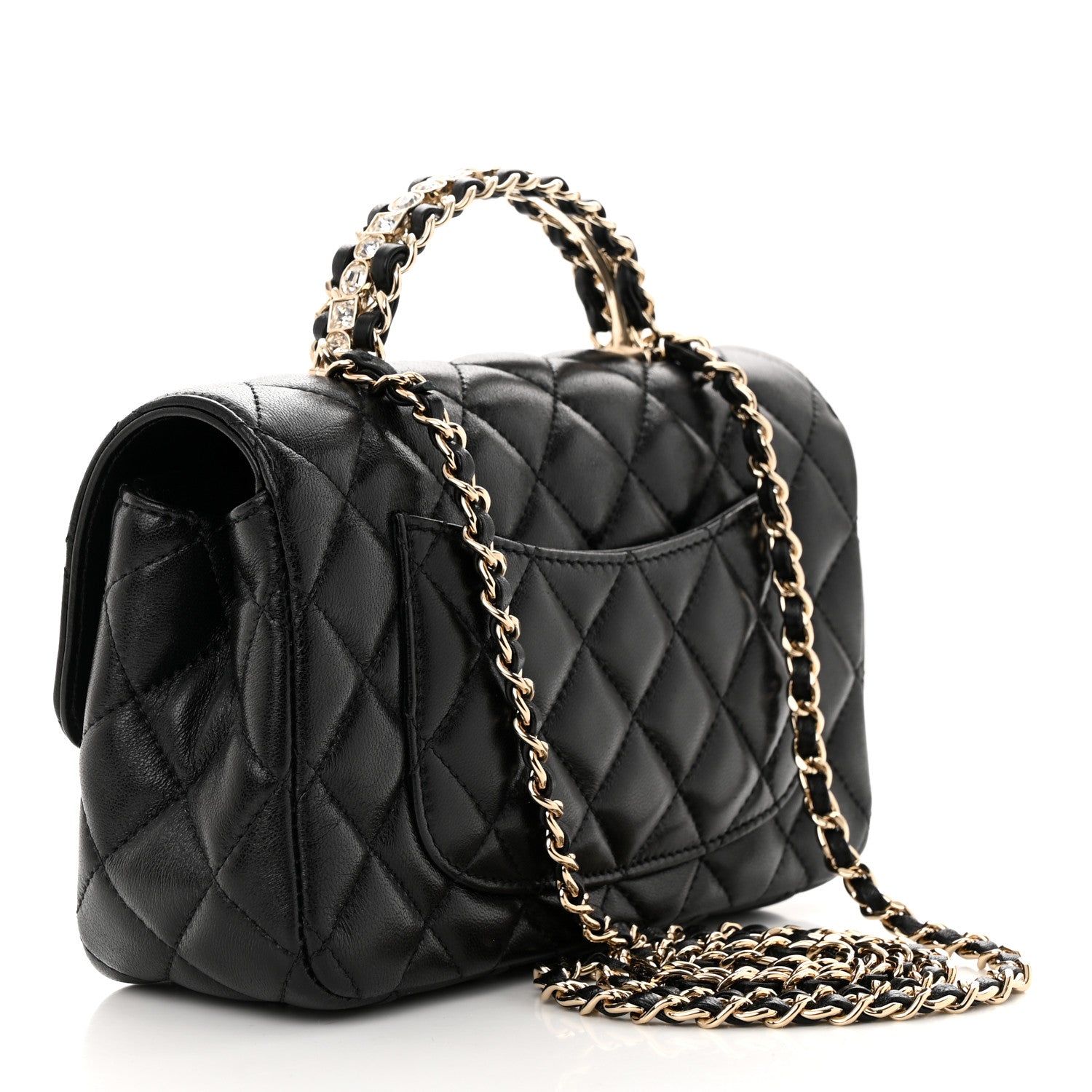 Chanel Lambskin Quilted Mini Crystal Top Handle Rectangular Flap Black 3 of 11