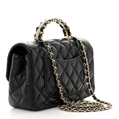 Chanel Lambskin Quilted Mini Crystal Top Handle Rectangular Flap Black 3 of 11
