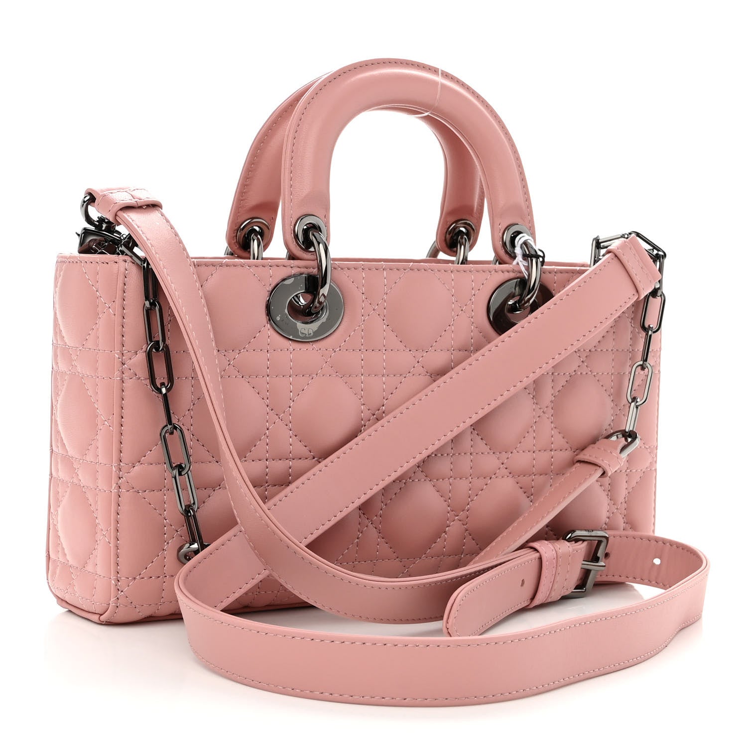 Christian Dior Lambskin Cannage Medium Lady D-Joy Old Rose 3 of 9