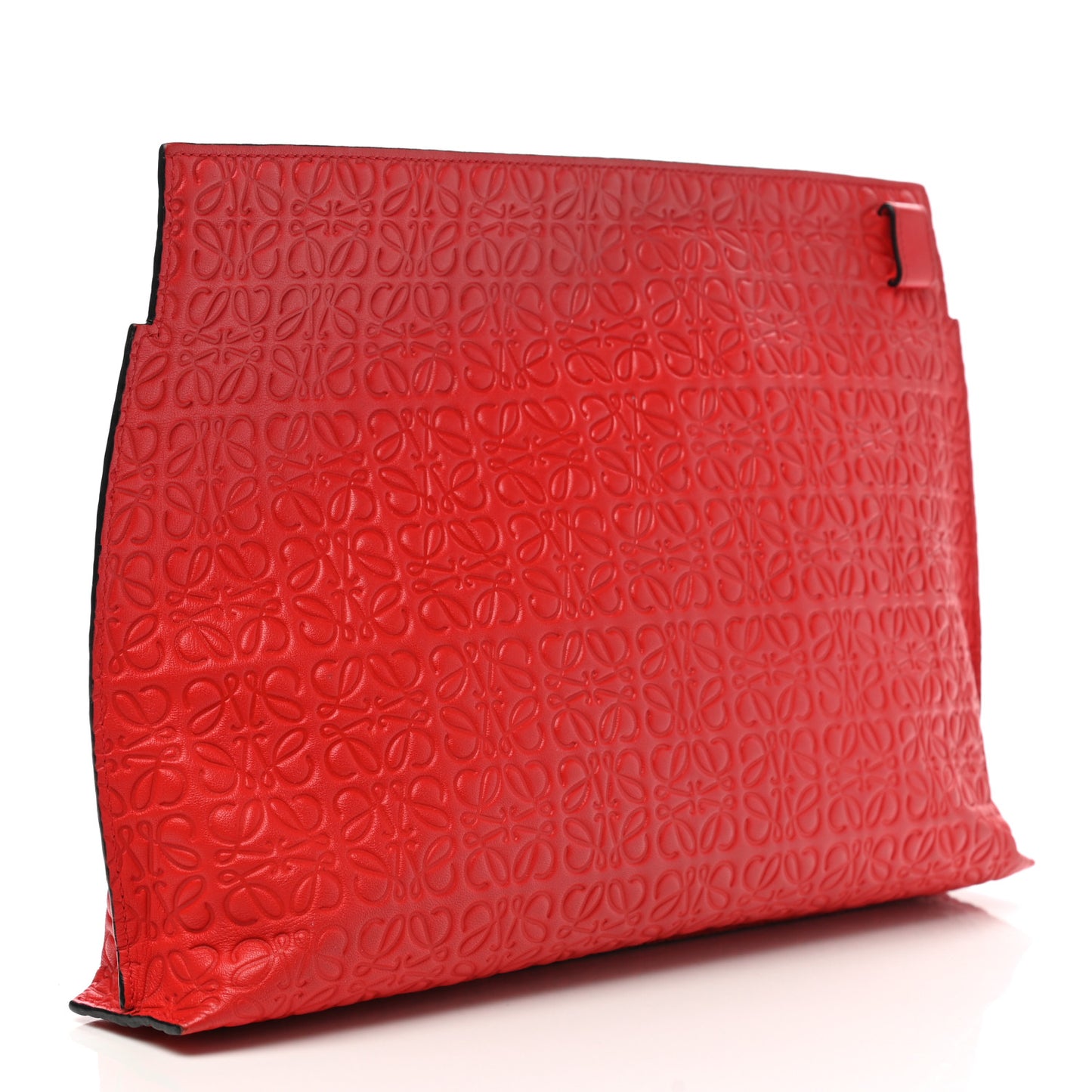 Calfskin Embossed Repeat T Pouch Red