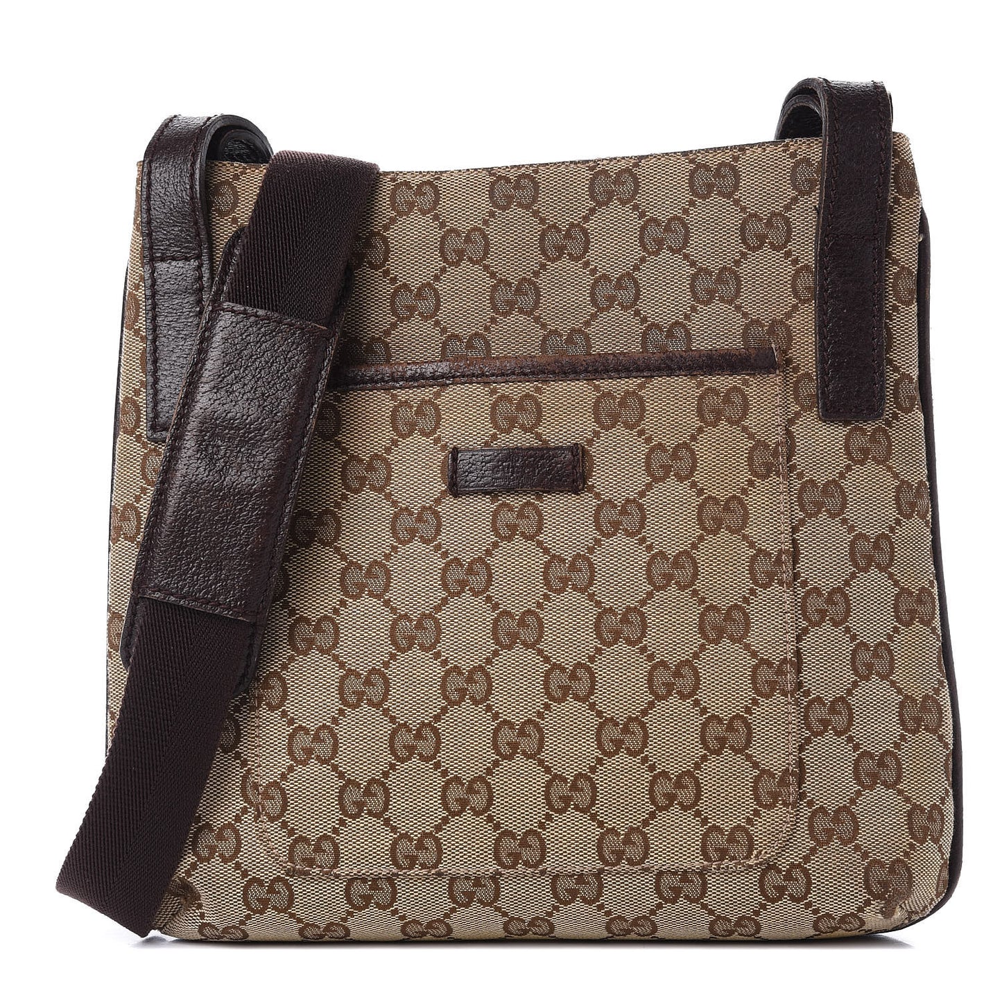 GG Plus Monogram Small Flat Messenger Bag Dark Brown