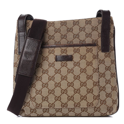 Gucci GG Plus Monogram Small Flat Messenger Bag Dark Brown 1 of 14