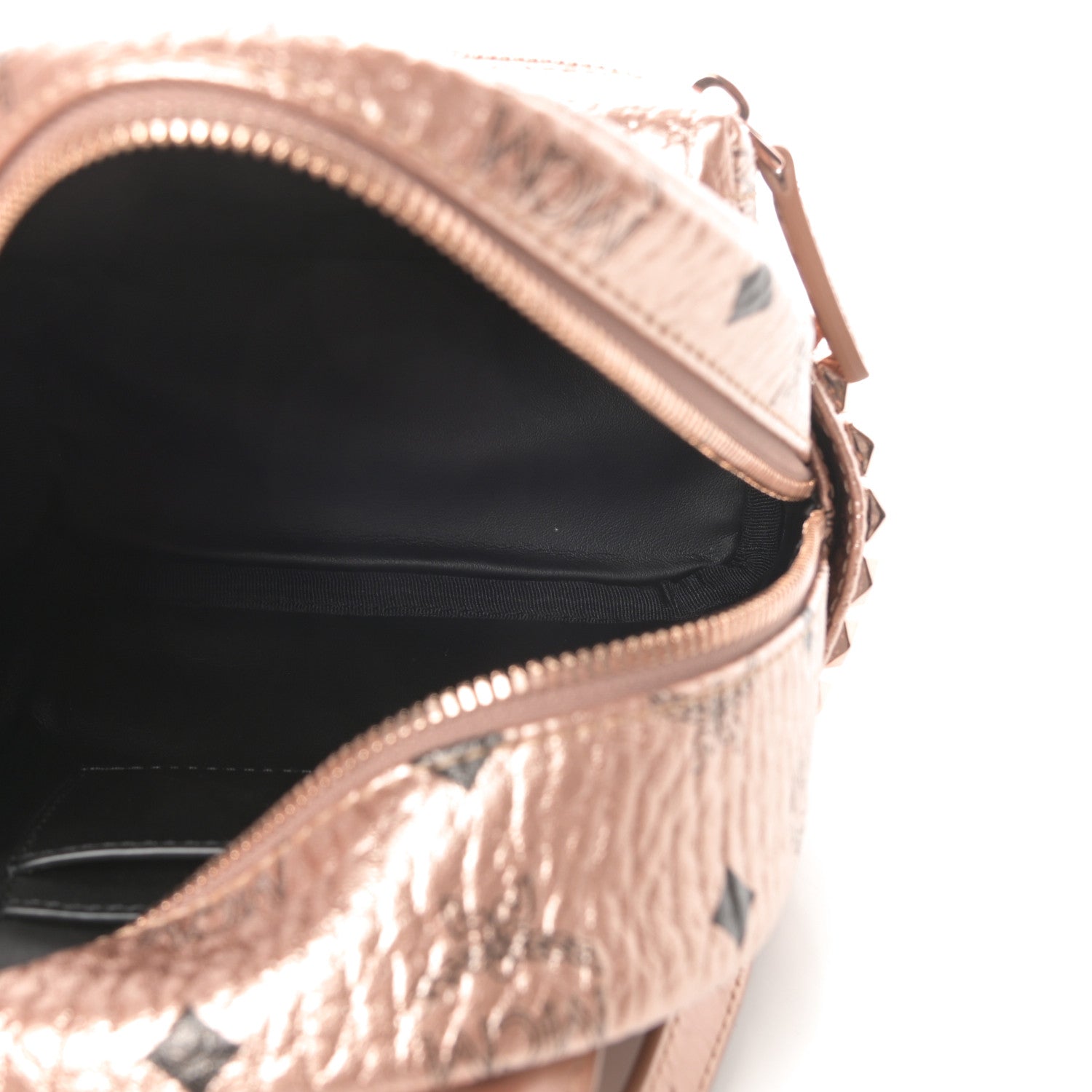 MCM Metallic Visetos Studded X-Mini Bebe Boo Backpack Champagne Gold 5 of 10