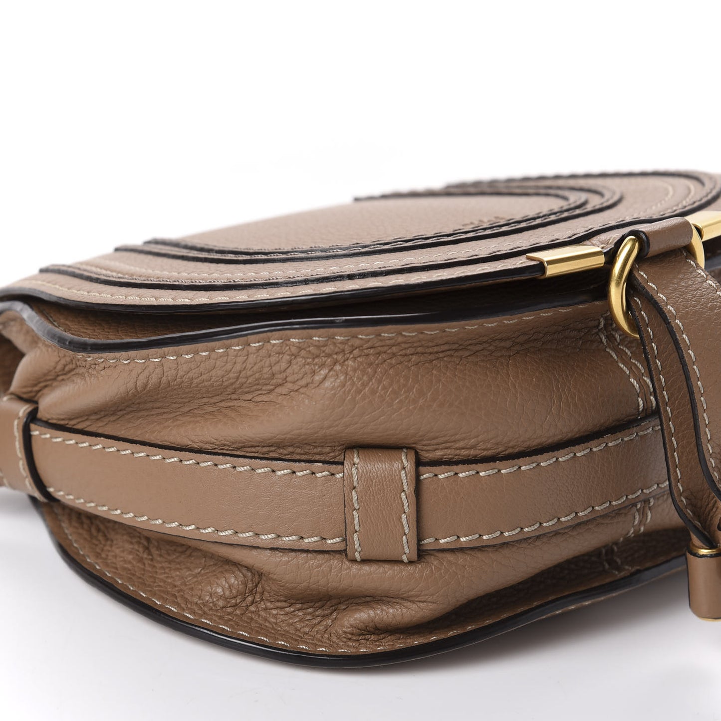 Calfskin Mini Marcie Round Crossbody Bag Nut
