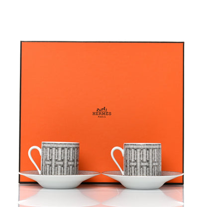Hermes Porcelain Mosaique au 24 Coffee Cup and Saucer Set of 2 9 of 9