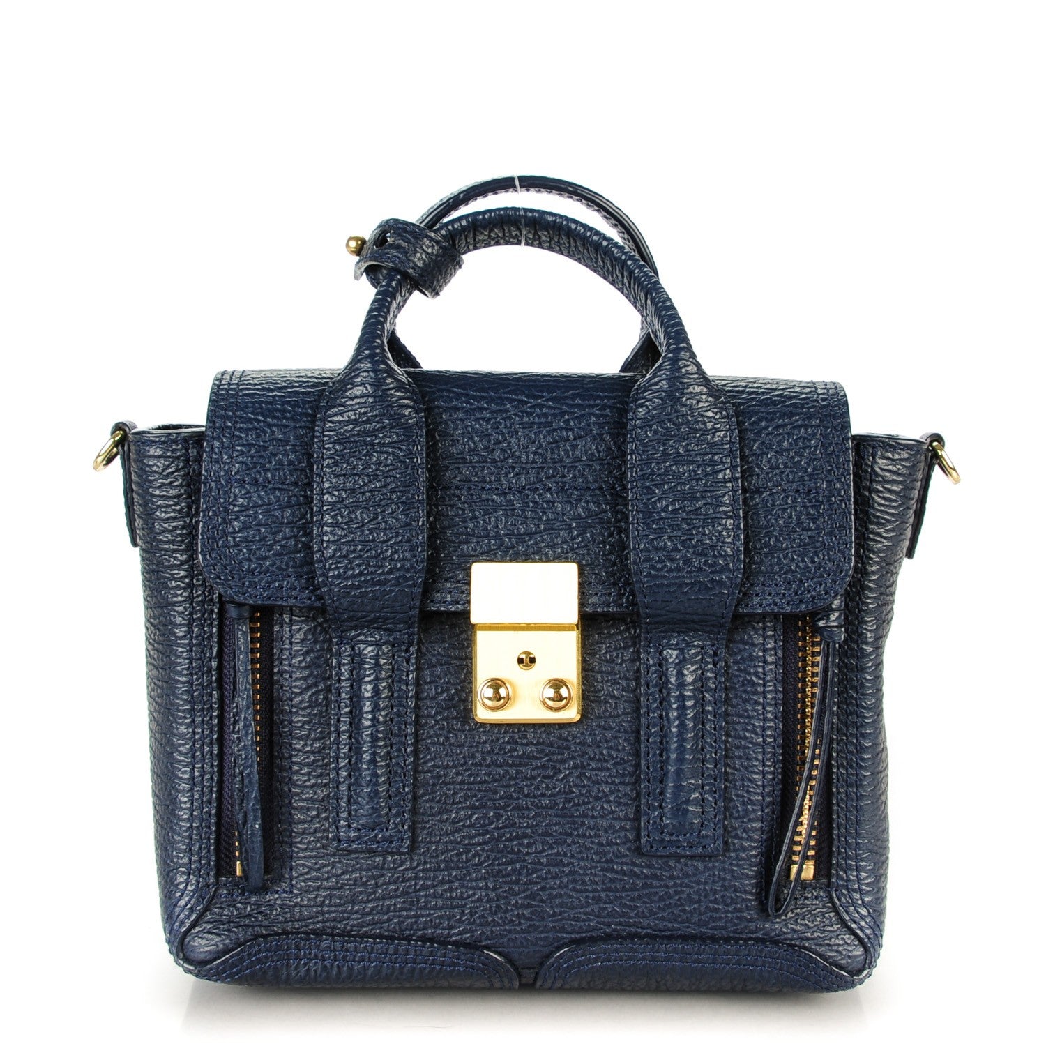 3.1 Phillip Lim 3.1 Textured Calfskin Mini Pashli Satchel Ink 1 of 6