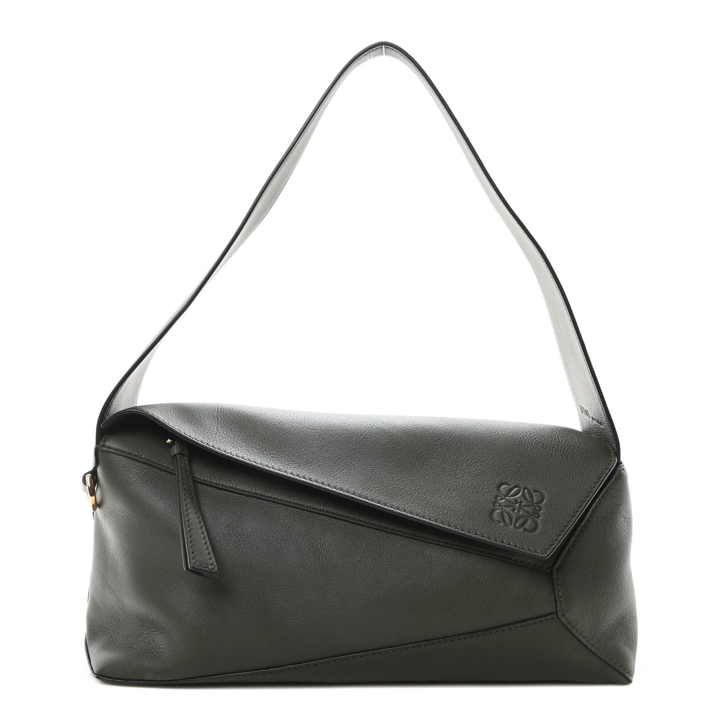 Calfskin Puzzle Hobo Army Green