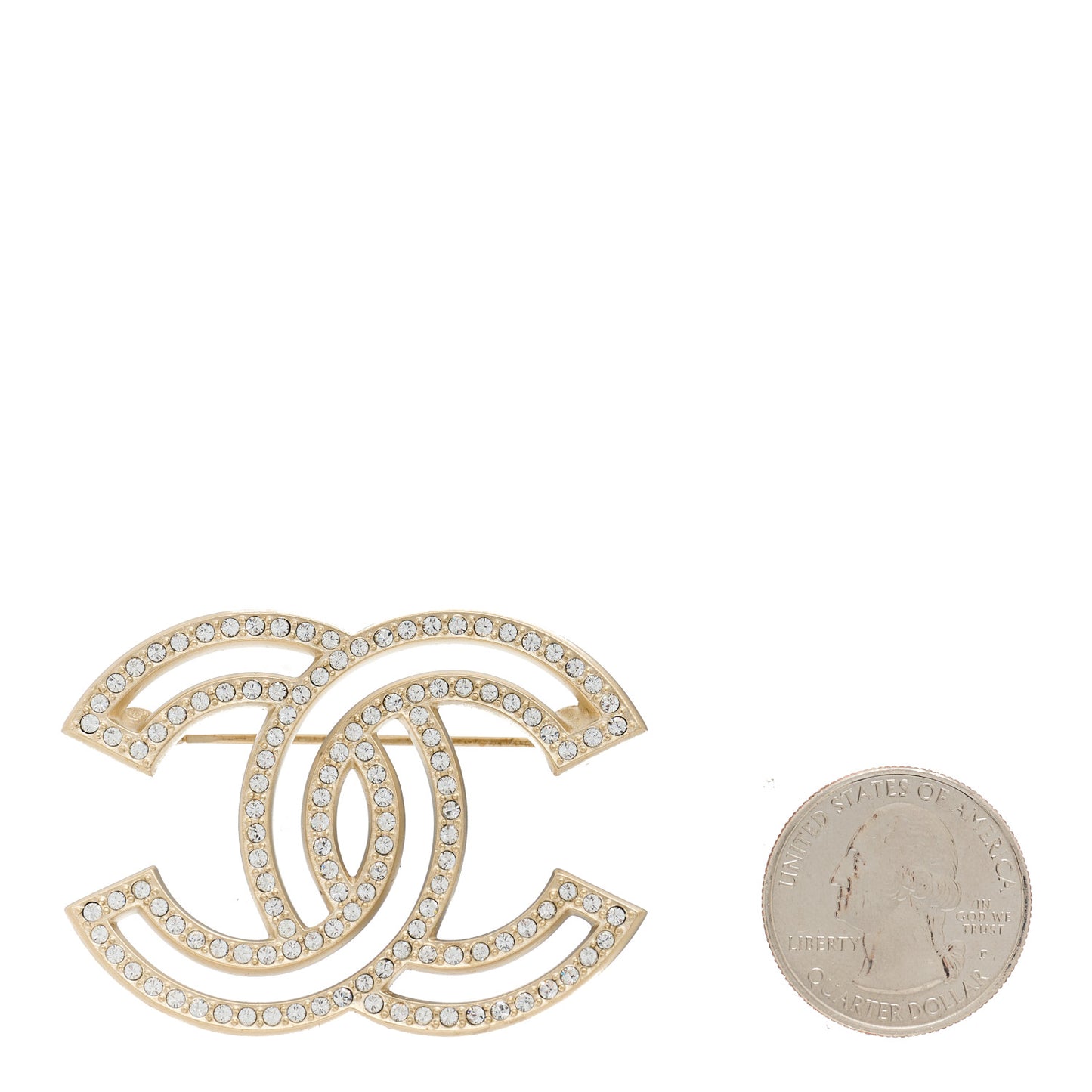 Crystal CC Brooch Light Gold