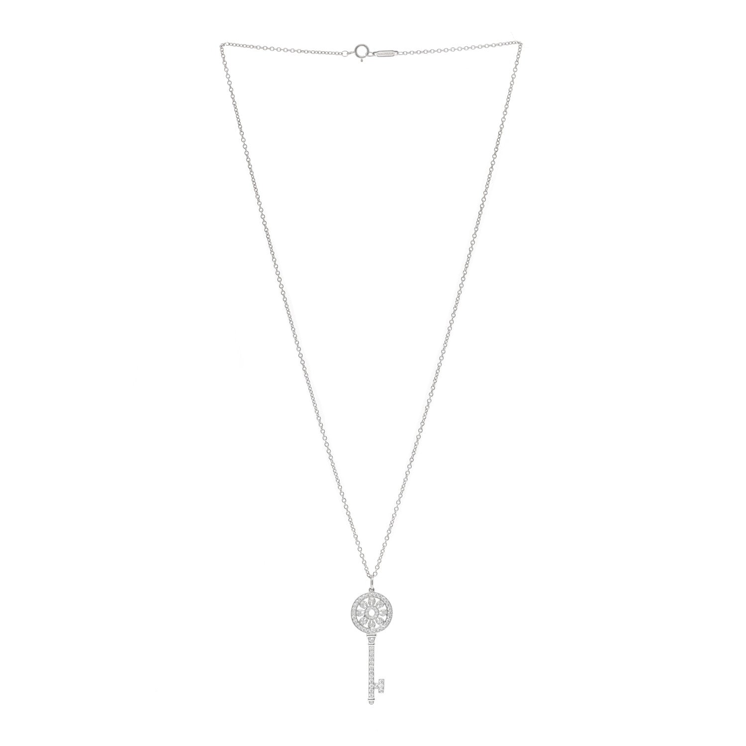 Tiffany Platinum Diamond Petals Key Pendant Necklace 2 of 3