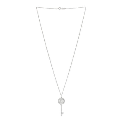 Tiffany Platinum Diamond Petals Key Pendant Necklace 2 of 3