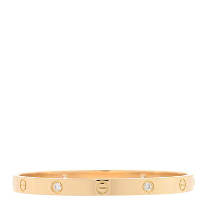 Cartier 18K Yellow Gold 4 Diamond LOVE Bracelet 19 2 of 5