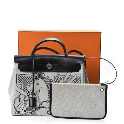 Hermes Vache Hunter Toile Pegase Pop Herbag Zip Retourne 31 PM Bleu Indigo 9 of 9