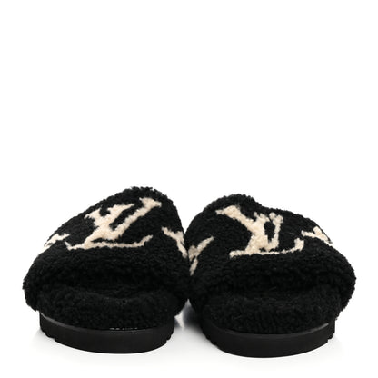 Louis Vuitton Shearling Monogram Giant Paseo Flat Comfort Mule 40 Black 2 of 9