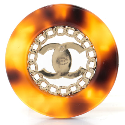 Chanel Resin CC Earrings Tortoise Gold 3 of 5