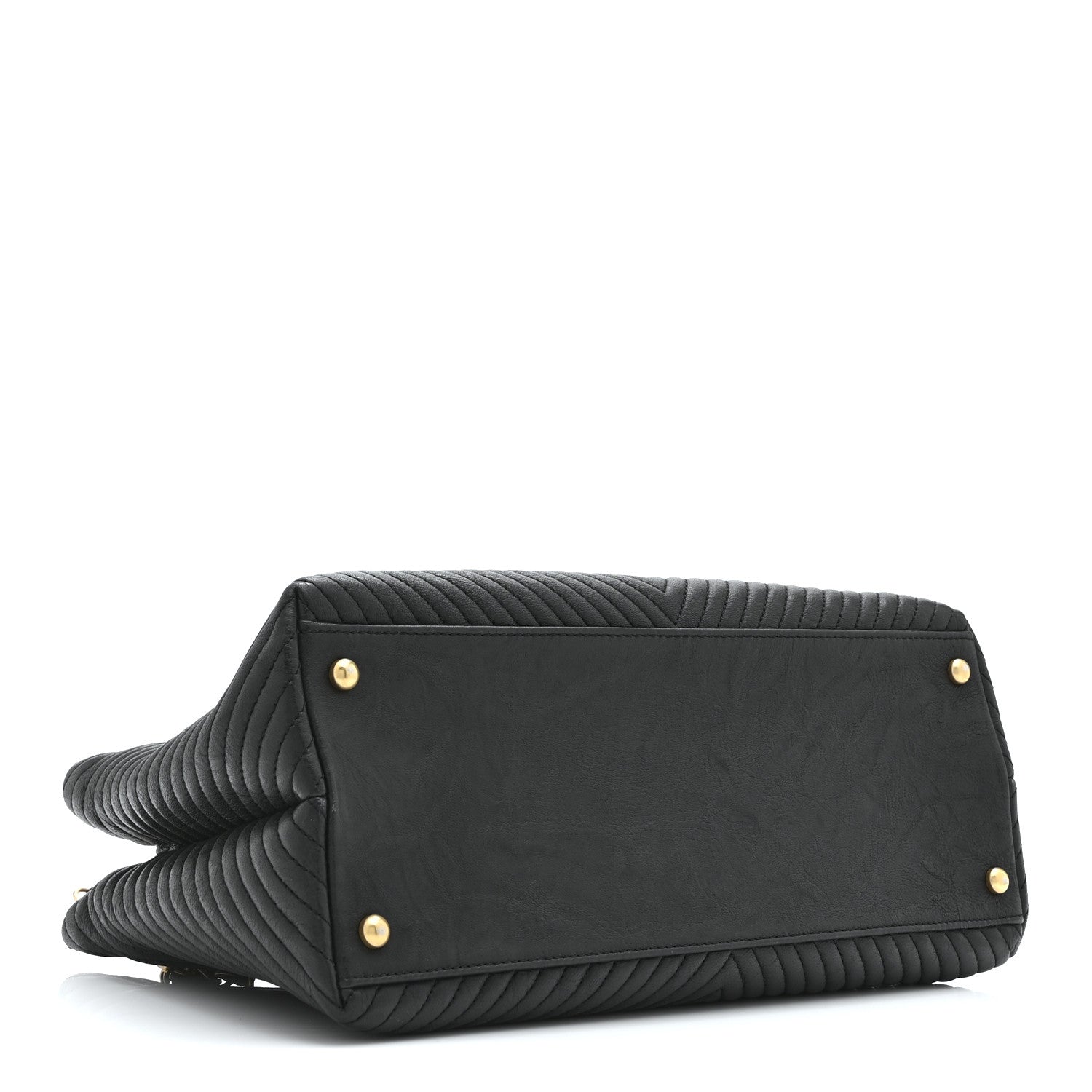 Chanel Wrinkled Lambskin Chevron Quilted Surpique Tote Black 4 of 10