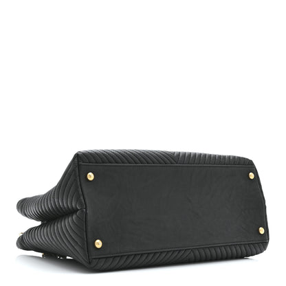 Chanel Wrinkled Lambskin Chevron Quilted Surpique Tote Black 4 of 10