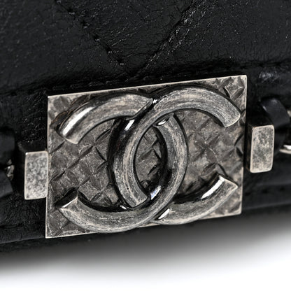 Chanel Calfskin Quilted Boy Chain Large Gusset Zip Around Wallet Black 14 of 15