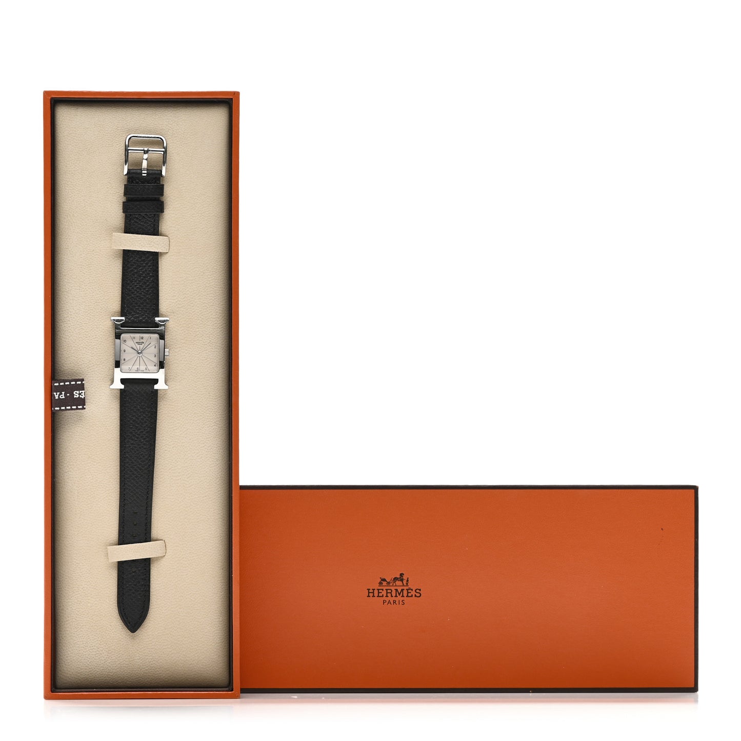 Stainless Steel Epsom 21mm Heure H Hour Quartz Watch Noir